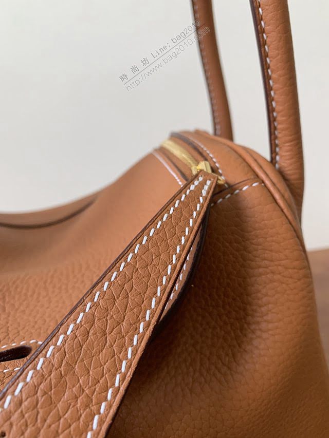 Hermes女包 愛馬仕lindy togo皮 金扣 銀扣 Hermes手提肩背包 金棕  am1971